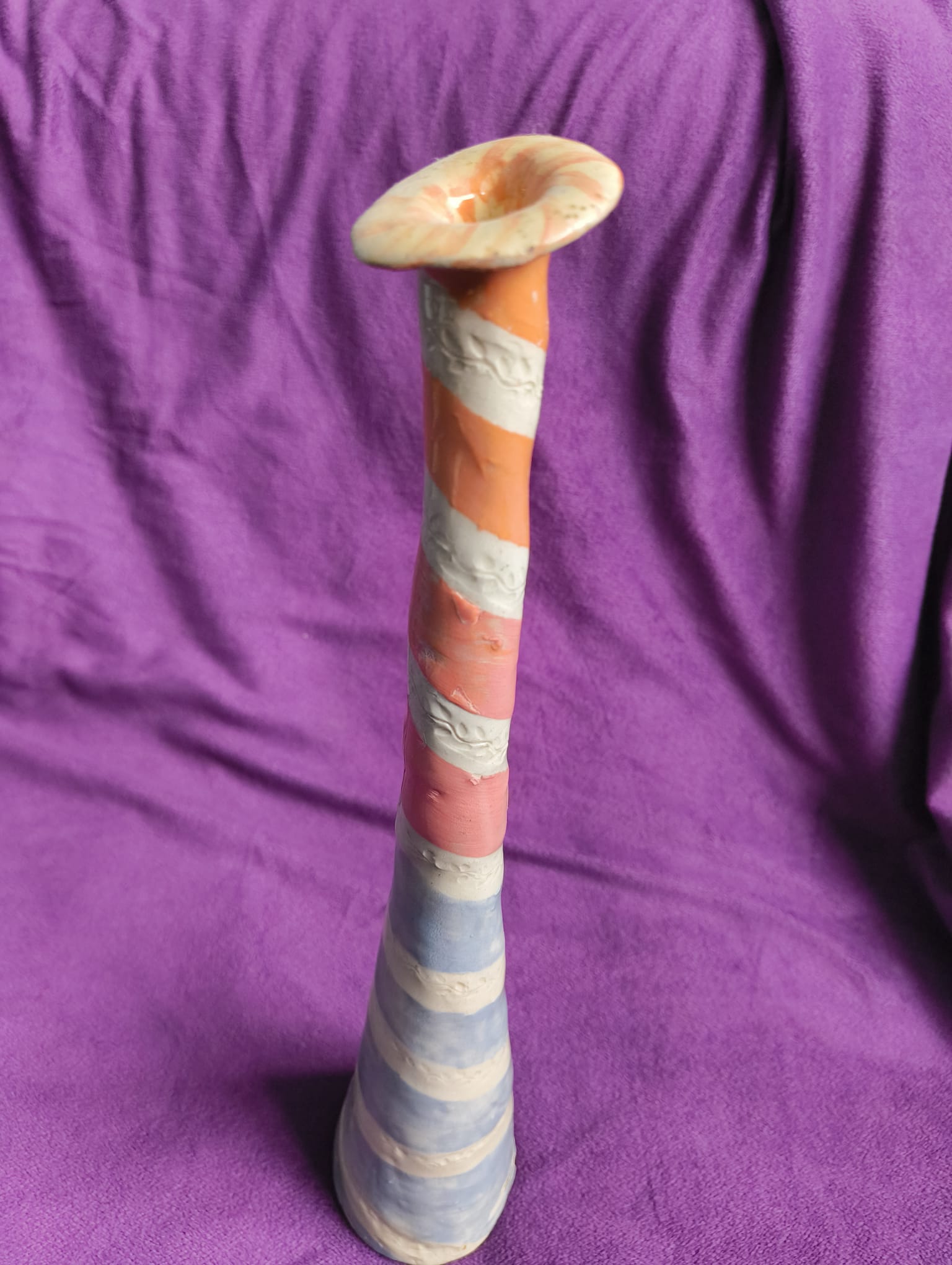 Striped Statement Ceramic Candlestick