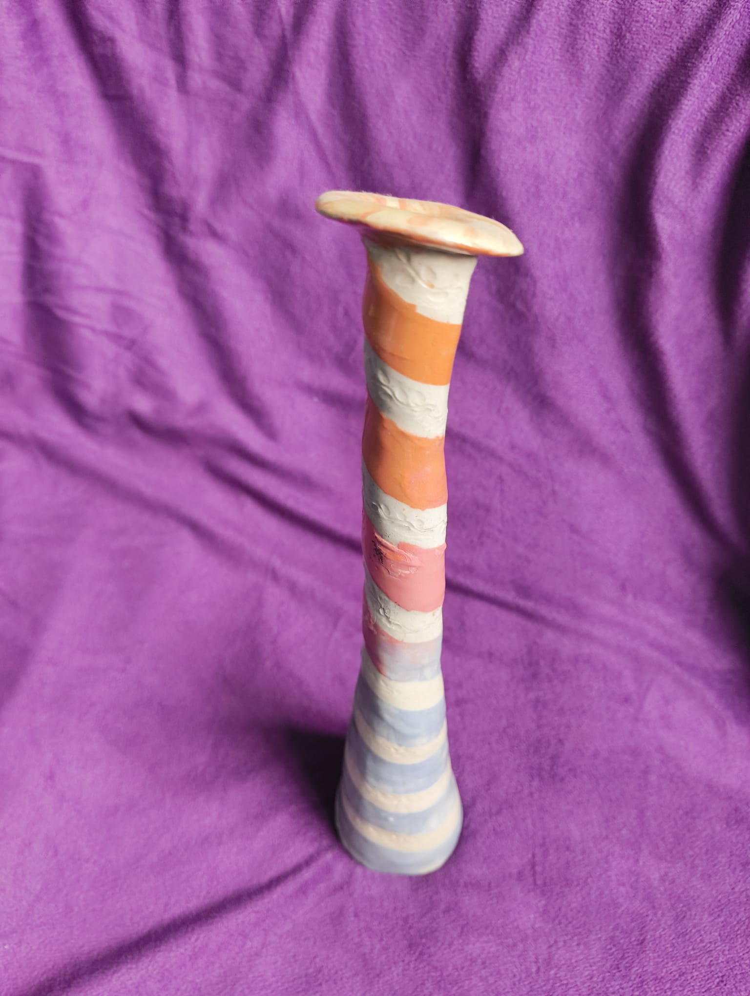 Striped Statement Ceramic Candlestick