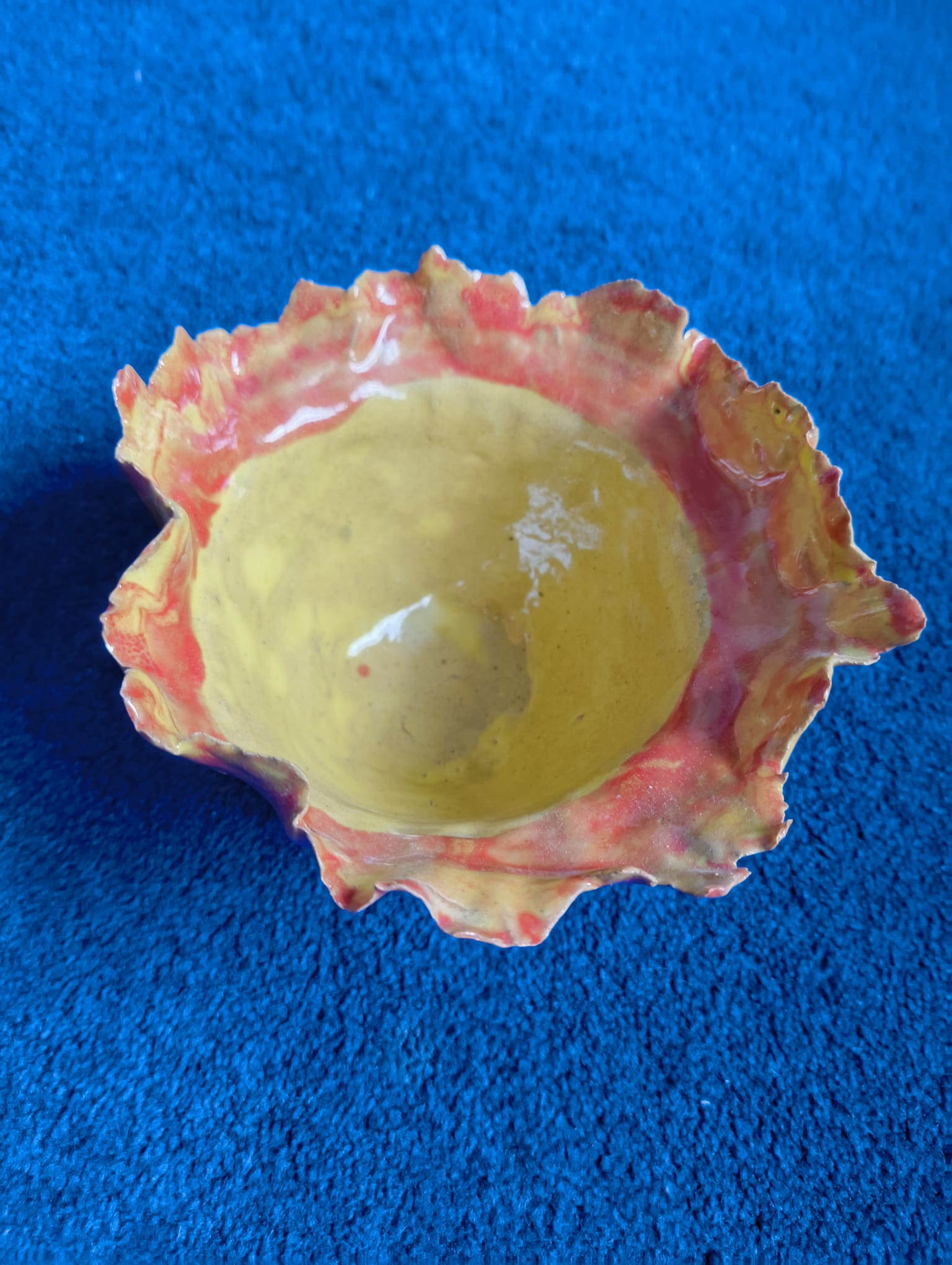 Coral-Rim Pedestal Bowl