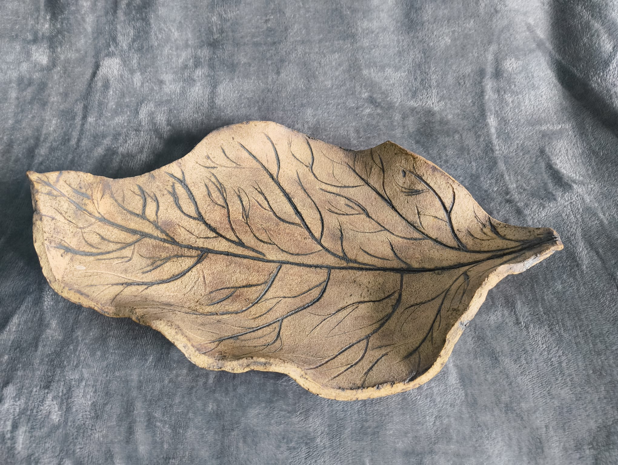 Hand-Built Veined Leaf Serving Dish